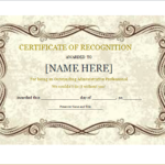 Template For Recognition Certificate