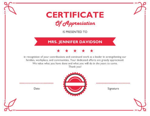 Thanks Certificate Template