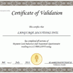 Validation Certificate Template