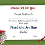 Volunteer Of The Year Certificate Template