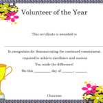 Volunteer Of The Year Certificate Template