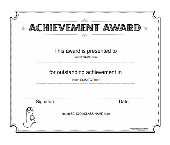 Word Certificate Of Achievement Template