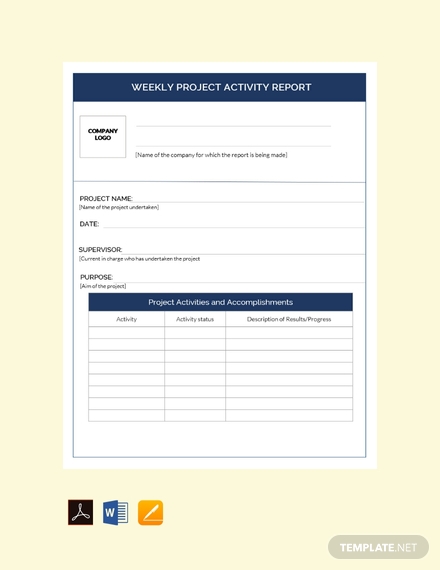 Activity Report Template Word