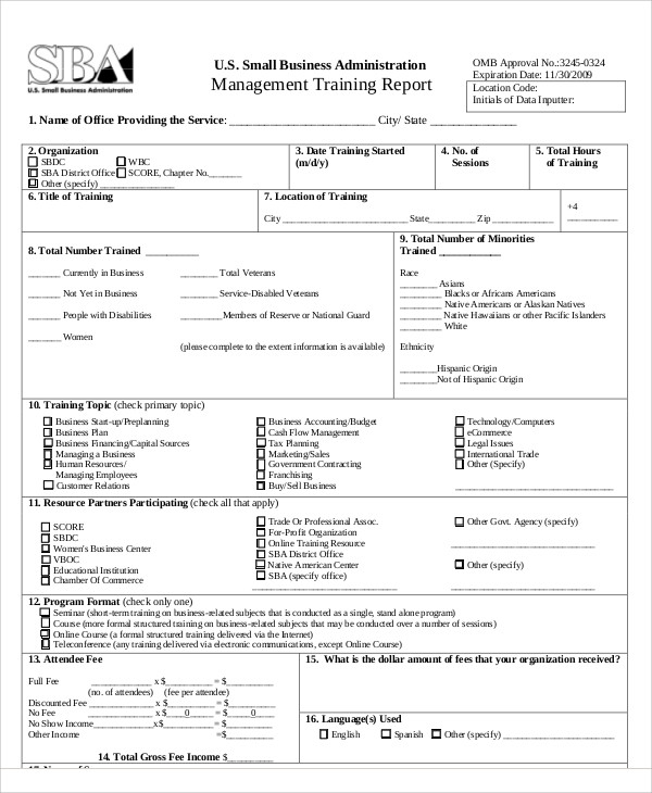 After Training Report Template