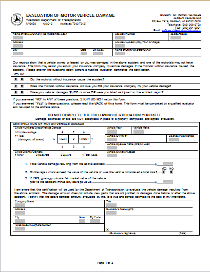 Car Damage Report Template