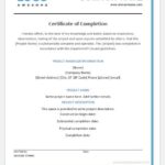 Certificate Of Completion Template Construction