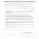 Certificate Of Completion Template Construction