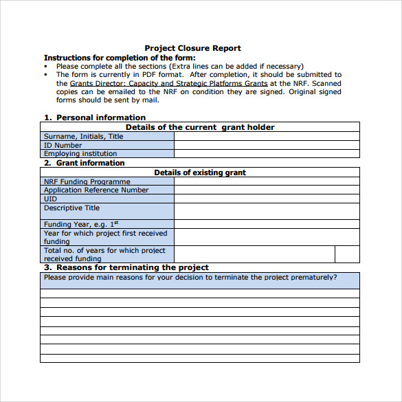 Closure Report Template