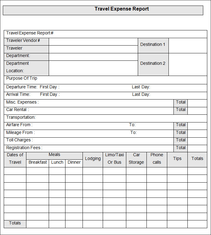 Company Expense Report Template