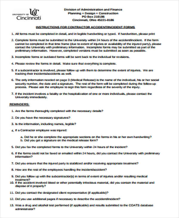 Construction Accident Report Template