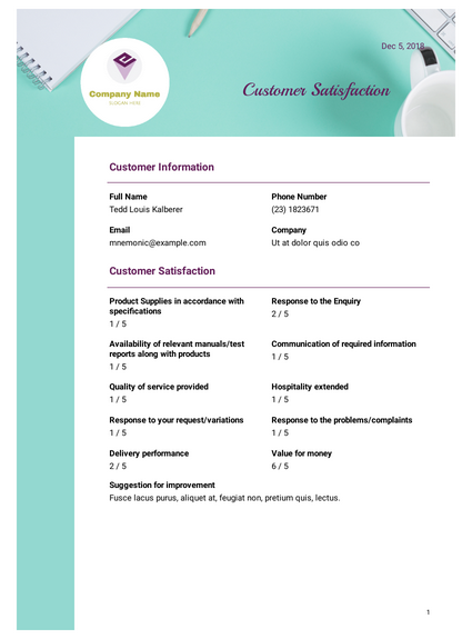 Customer Satisfaction Report Template