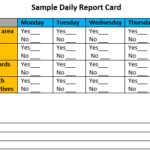 Daily Report Card Template For Adhd