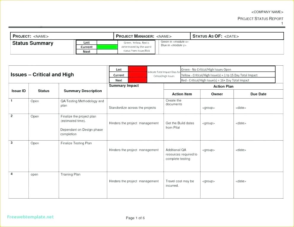 Daily Status Report Template Software Development