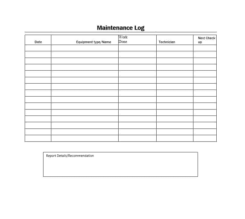 Equipment Fault Report Template