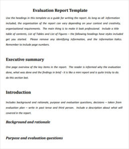 Evaluation Summary Report Template (1) - TEMPLATES EXAMPLE | TEMPLATES ...