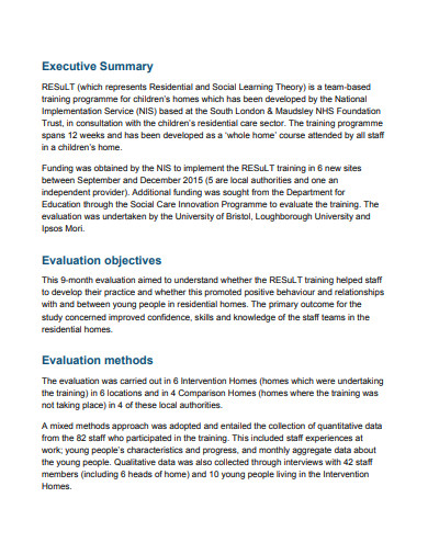 Evaluation Summary Report Template