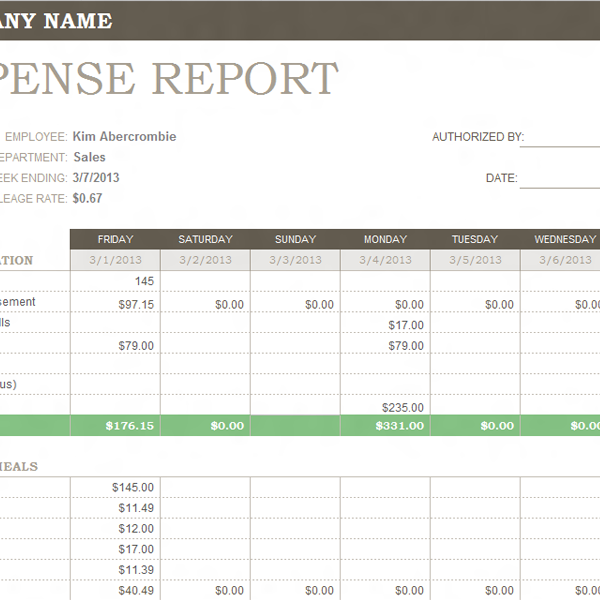 Image 3 for Expense Report Template Excel 2010