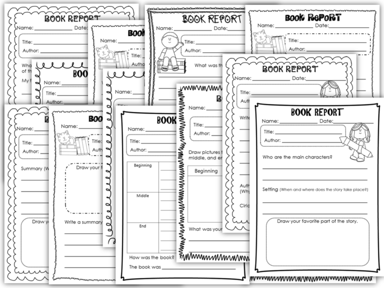 1st Grade Book Report Template