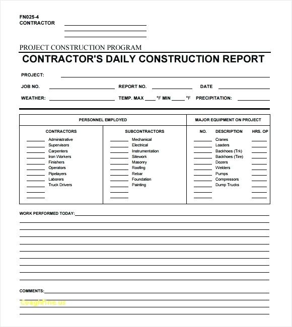 Free Construction Daily Report Template