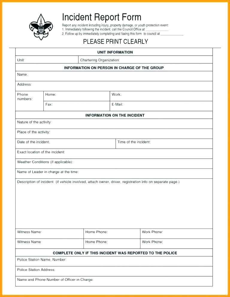 Health And Safety Incident Report Form Template