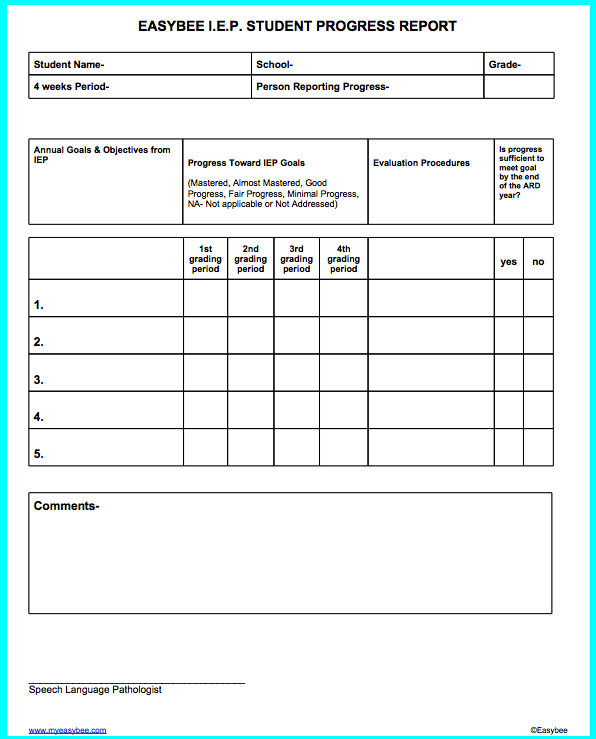 High School Progress Report Template