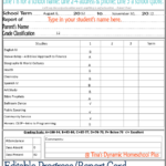 Homeschool Middle School Report Card Template