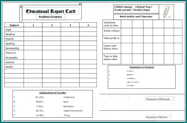 Homeschool Report Card Template Middle School