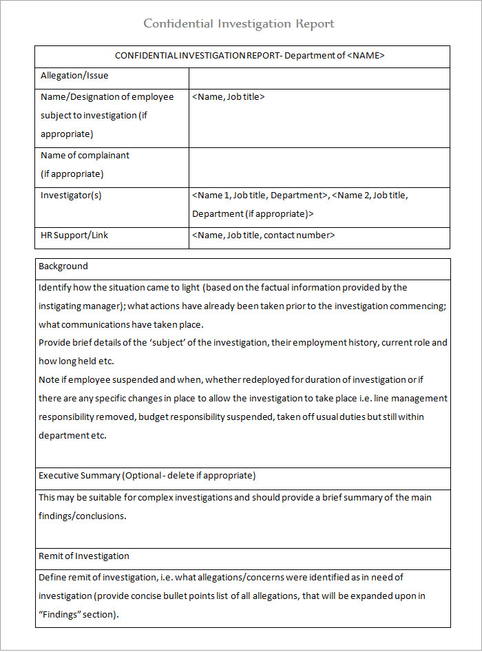 Hr Investigation Report Template (8) TEMPLATES EXAMPLE TEMPLATES