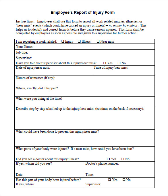 Incident Hazard Report Form Template