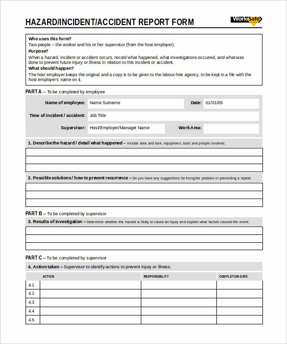 Incident Report Form Template Doc