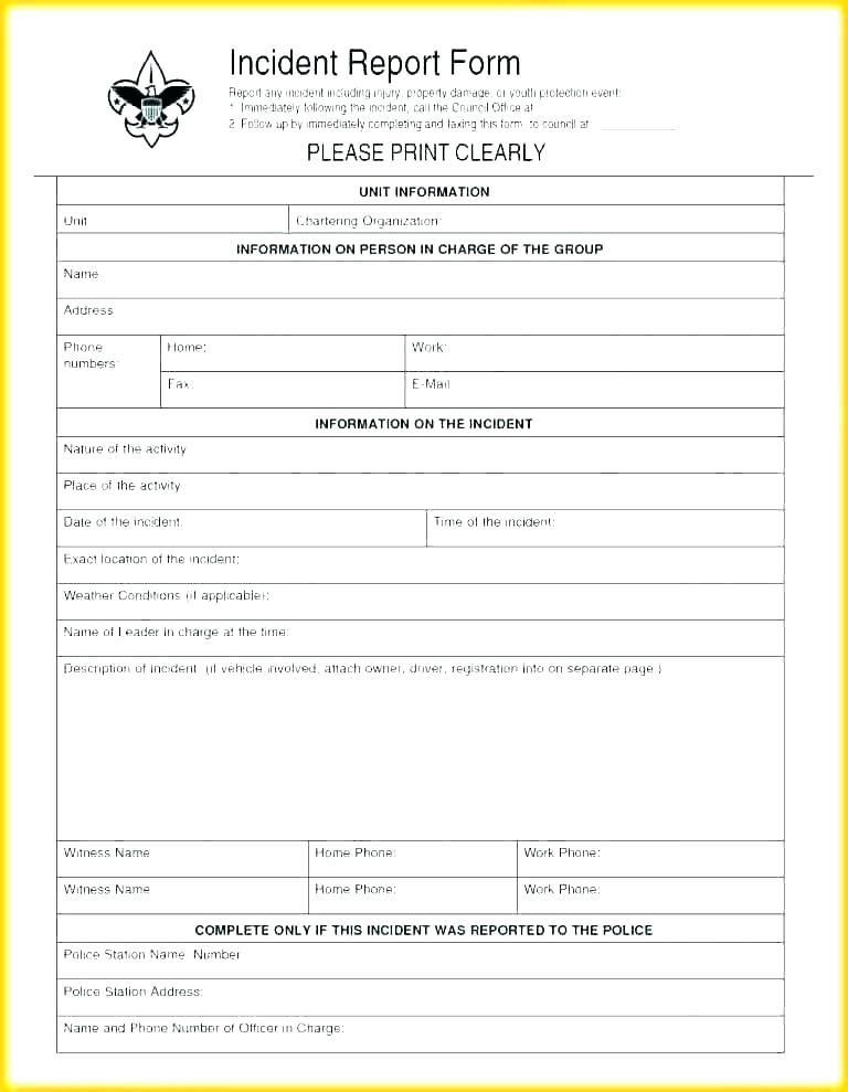 Incident Report Register Template