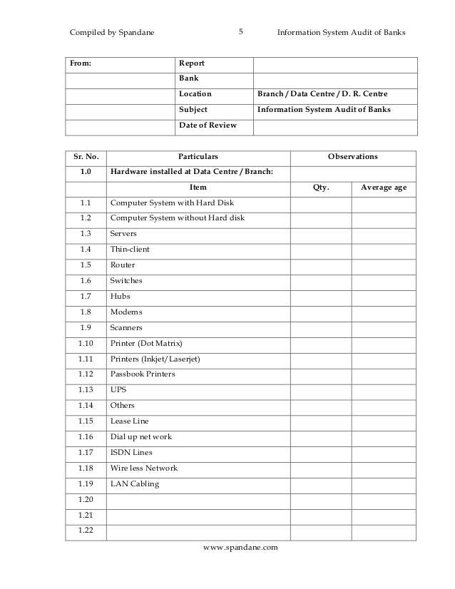 Information System Audit Report Template