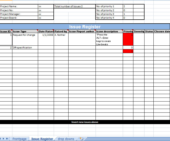 It Issue Report Template