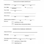 Marriage Certificate Translation Template