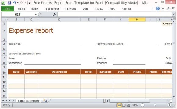 Microsoft Word Expense Report Template