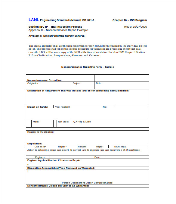 Ncr Report Template