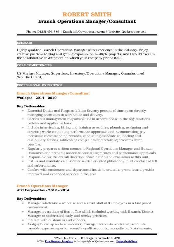 Operations Manager Report Template