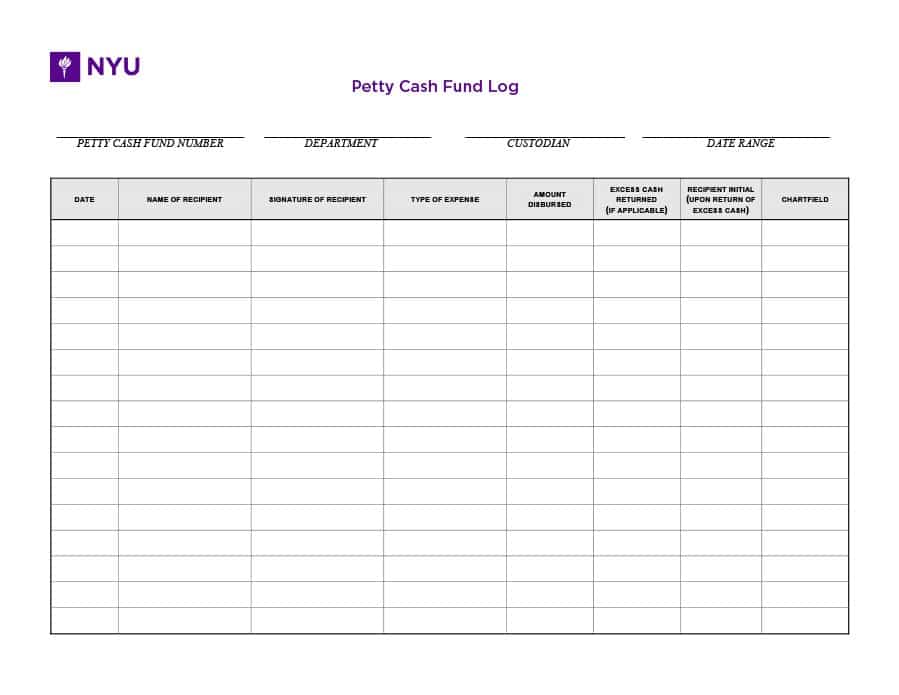 Petty Cash Expense Report Template