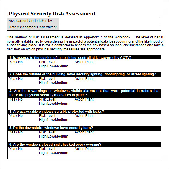 Physical Security Risk Assessment Report Template