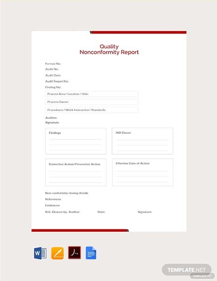 Quality Non Conformance Report Template