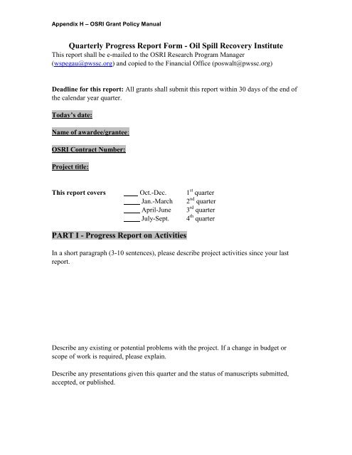 Quarterly Status Report Template