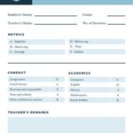 Report Card Template Middle School