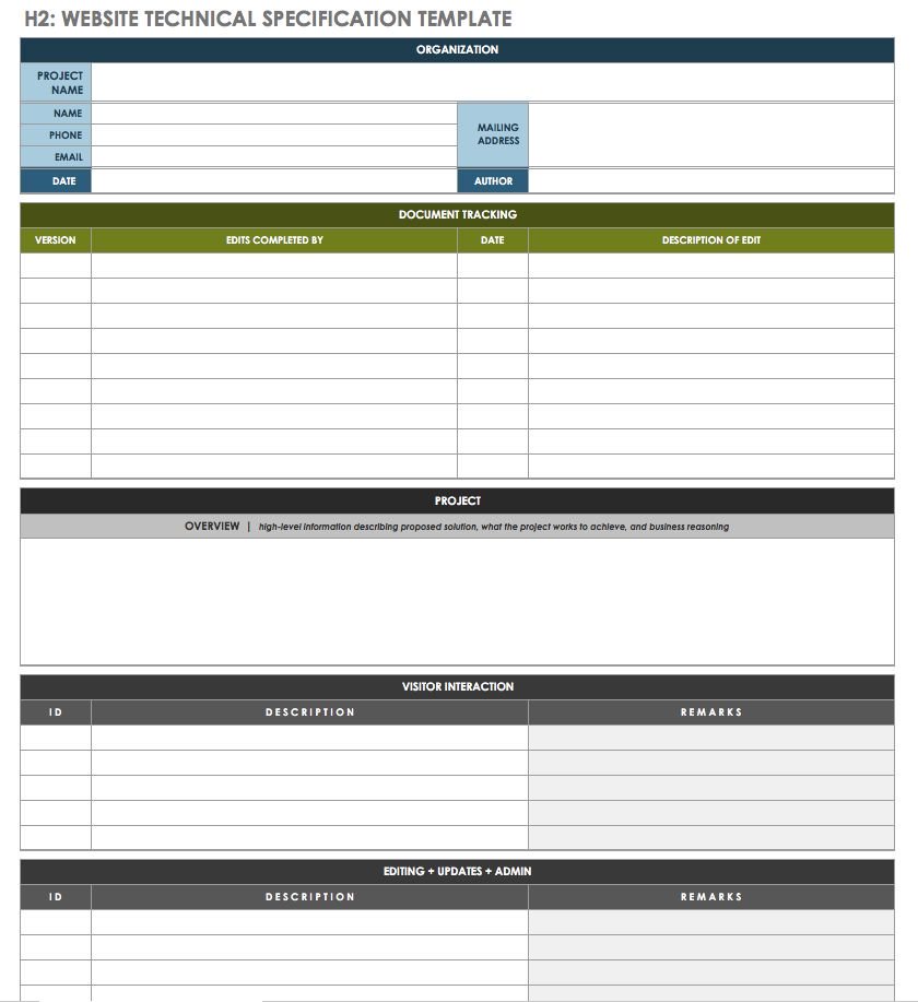 Report Specification Template