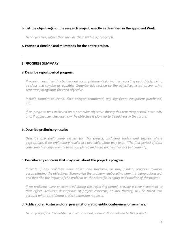 Research Project Progress Report Template