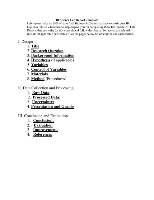 Science Experiment Report Template