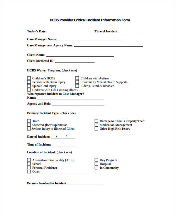 Serious Incident Report Template