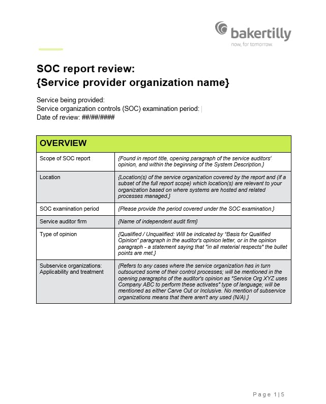 Service Review Report Template