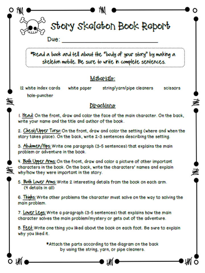 Skeleton Book Report Template (2) - TEMPLATES EXAMPLE | TEMPLATES EXAMPLE
