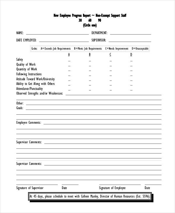 Staff Progress Report Template