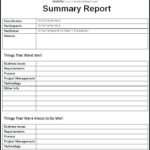 Template For Summary Report